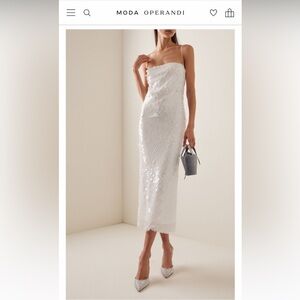 Chic White Sequin Midi Dress